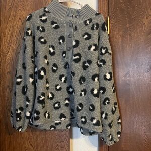 Gray Leopard Print Sweater